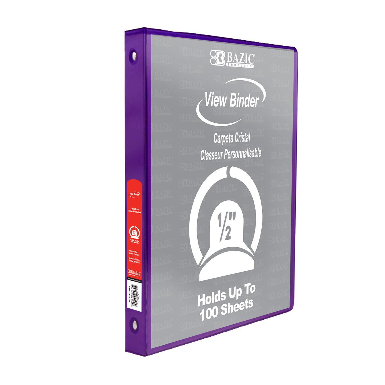 BAZIC 1/2" 3-Ring View Binder w/ 2-Pockets (11 Color Available)